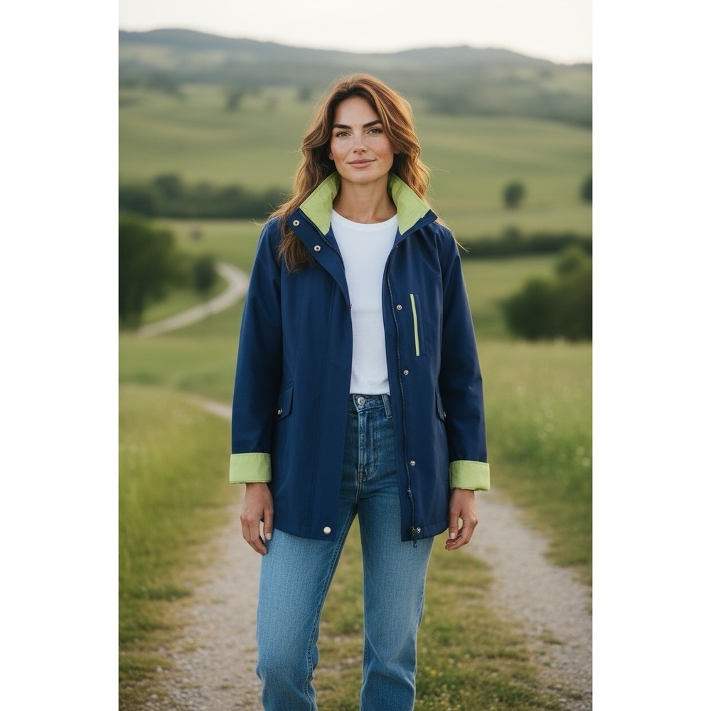 Tommy Hilfiger Women's Navy Full Zip Storm Jacket w/ Hood Pockets | Size Small P